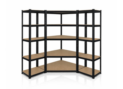 Ugaona polica 180x90x90x40cm, 5x175kg + 2 police 180x40x40cm, 5x175kg antracit