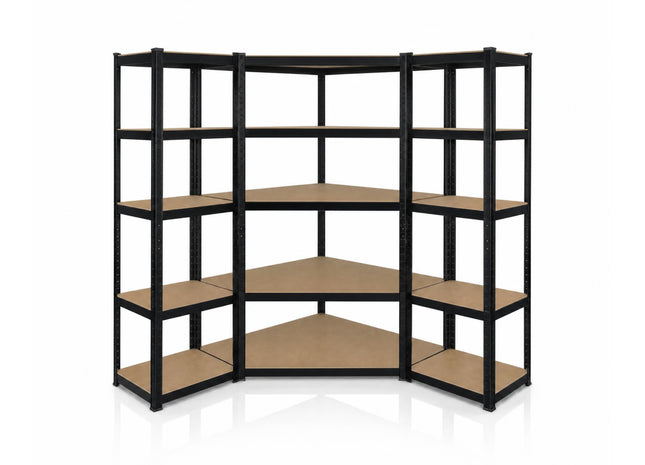 Ugaona polica 180x90x90x40cm, 5x175kg + 2 police 180x40x40cm, 5x175kg antracit