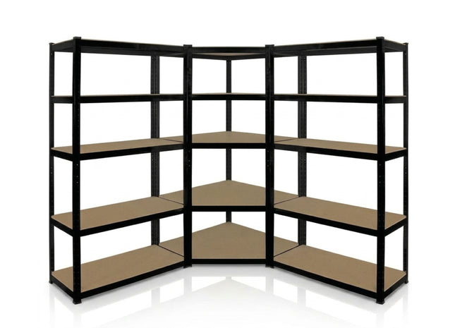 Ugaona polica 180x90x90x45cm + 2 police 180x60x45cm 5x175kg antracit